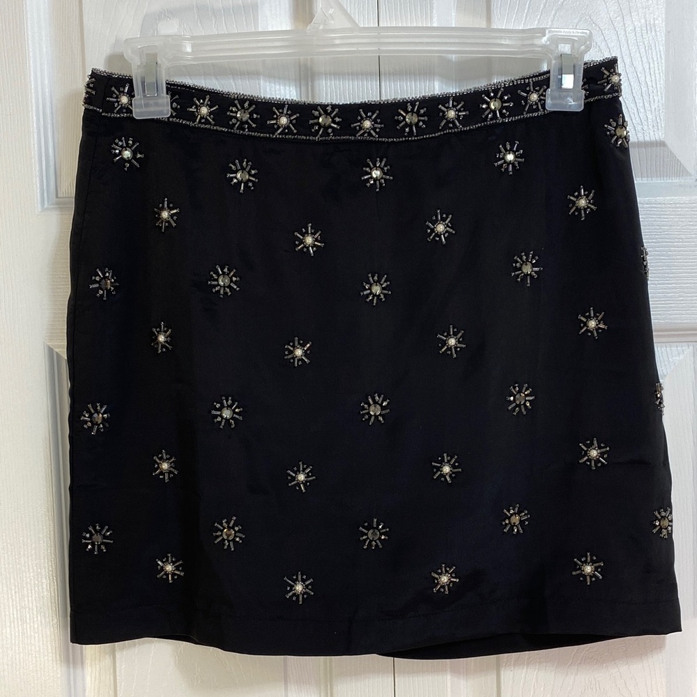 2 for $25 - Reitmans Lined Black Mini Skirt w Sewn-in Silver Embellishments, 6 P